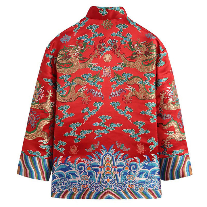 Buddha Stones, chinesische Neujahrs-Drachen-Stickerei, glückverheißende Wolken, Froschknopf-Tang-Anzug, Herrenjacke, Hemd - image 1