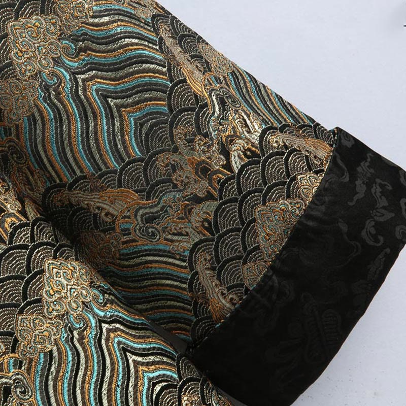Buddha Stones, chinesisches Neujahr, Jacquard-Damast, Seewasser-Muster, Froschknopf, Tang-Anzug, Herrenjacke, Hemd mit Taschen - image 12