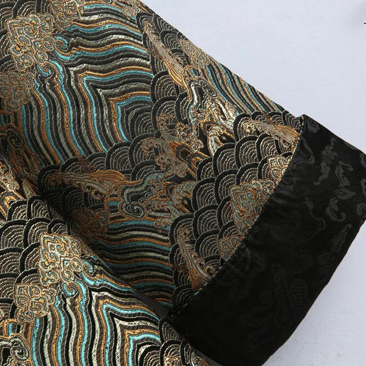 Buddha Stones, chinesisches Neujahr, Jacquard-Damast, Seewasser-Muster, Froschknopf, Tang-Anzug, Herrenjacke, Hemd mit Taschen - image 12