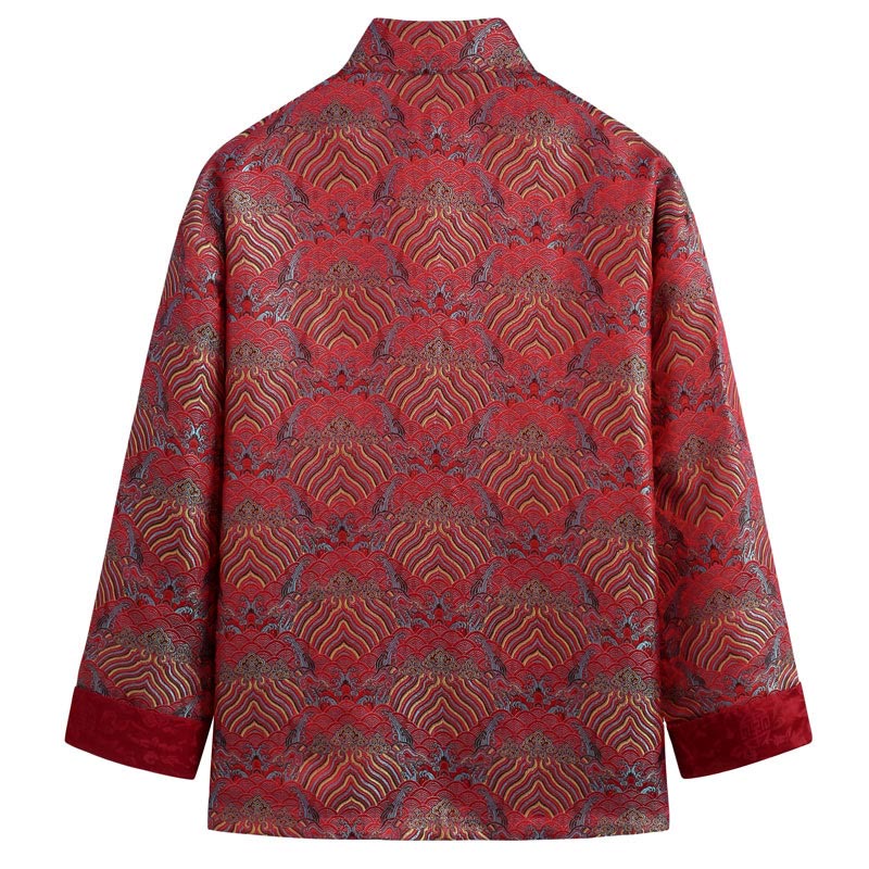 Buddha Stones, chinesisches Neujahr, Jacquard-Damast, Seewasser-Muster, Froschknopf, Tang-Anzug, Herrenjacke, Hemd mit Taschen - image 1