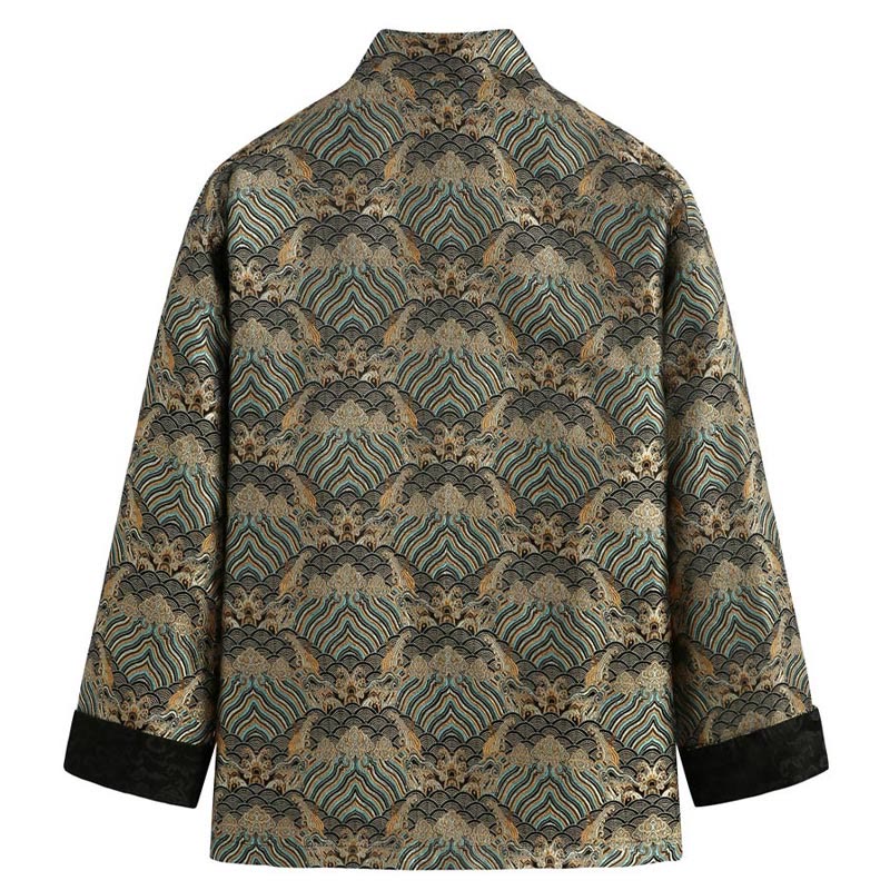 Buddha Stones, chinesisches Neujahr, Jacquard-Damast, Seewasser-Muster, Froschknopf, Tang-Anzug, Herrenjacke, Hemd mit Taschen - image 7