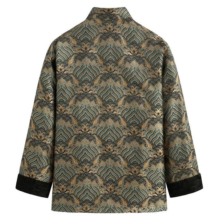 Buddha Stones, chinesisches Neujahr, Jacquard-Damast, Seewasser-Muster, Froschknopf, Tang-Anzug, Herrenjacke, Hemd mit Taschen - image 7