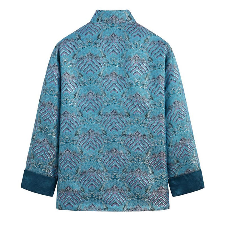 Buddha Stones, chinesisches Neujahr, Jacquard-Damast, Seewasser-Muster, Froschknopf, Tang-Anzug, Herrenjacke, Hemd mit Taschen - image 5