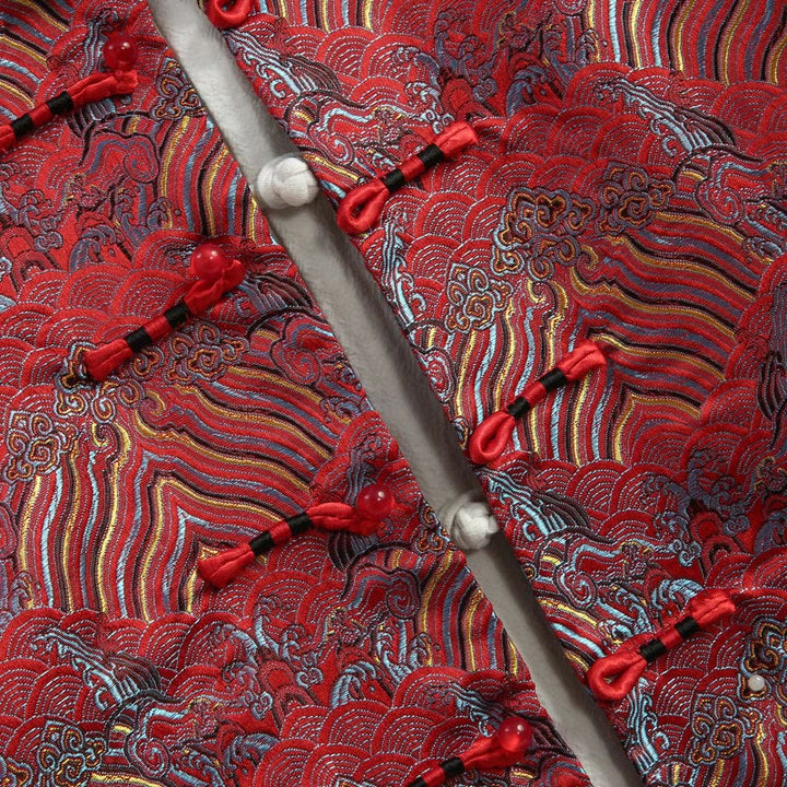 Buddha Stones, chinesisches Neujahr, Jacquard-Damast, Seewasser-Muster, Froschknopf, Tang-Anzug, Herrenjacke, Hemd mit Taschen - image 2