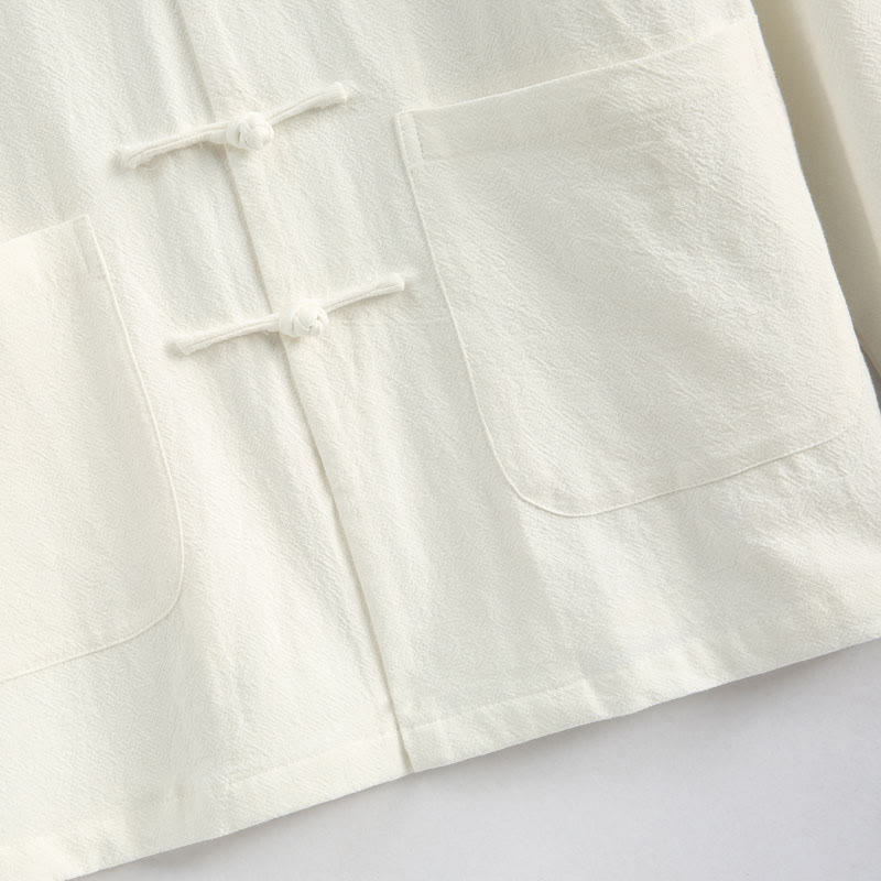 Buddha Stones, chinesisches Neujahrs-Kranich-Stickerei, Tang-Anzug, Hanfu, langärmeliges Oberteil und Hose, Kleidung aus Baumwolle und Leinen, Herren-Set mit Taschen - image 10