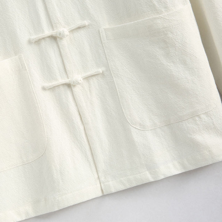 Buddha Stones, chinesisches Neujahrs-Kranich-Stickerei, Tang-Anzug, Hanfu, langärmeliges Oberteil und Hose, Kleidung aus Baumwolle und Leinen, Herren-Set mit Taschen - image 10