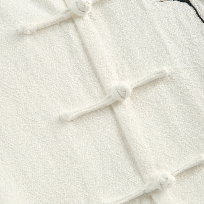 Buddha Stones, chinesisches Neujahrs-Kranich-Stickerei, Tang-Anzug, Hanfu, langärmeliges Oberteil und Hose, Kleidung aus Baumwolle und Leinen, Herren-Set mit Taschen - image 9