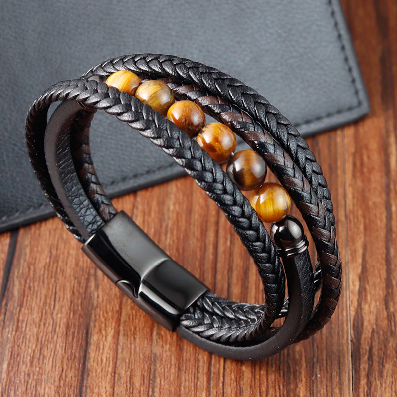 Buddha Stones Tigerauge Stein Schutz Lederarmband - image 8