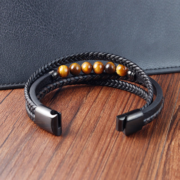 Buddha Stones Tigerauge Stein Schutz Lederarmband - image 9
