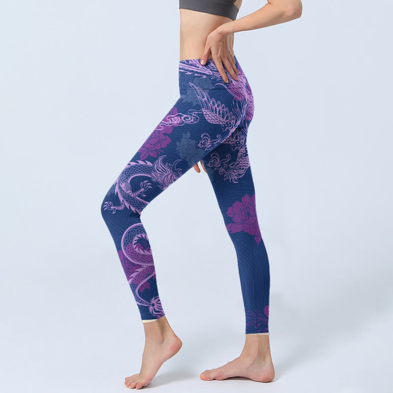 Buddha Stones ​​Lila Drache Phoenix Blumen Druck Gym Leggings frauen Yoga Hosen - image 3