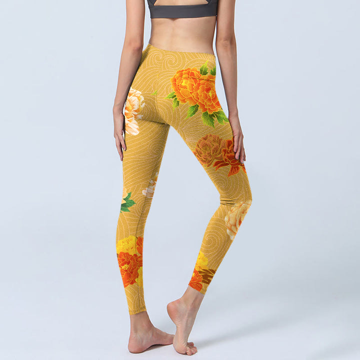 Buddha Stones Leuchtende Rosenblüten Druck Gym Leggings Damen Yoga Hose - image 5