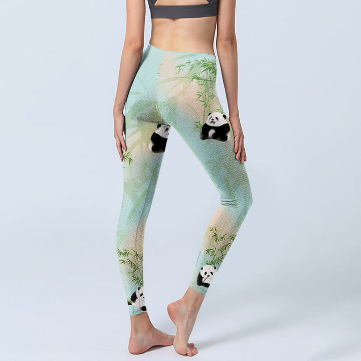 Buddha Stones Pandas Bambus Print Gym Leggings Damen Yogahose