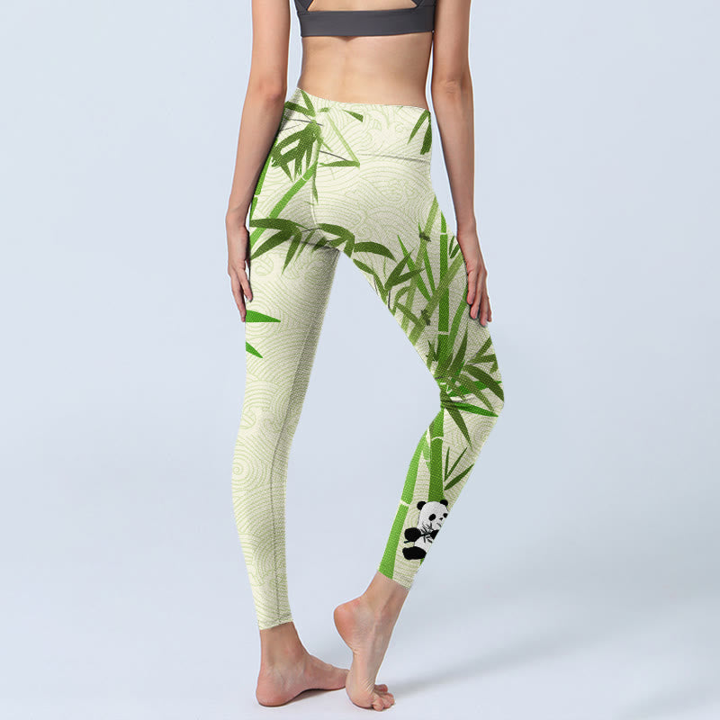 Buddha Stones, üppiger Bambus, Panda, glückverheißende Wolkenwellen, Druck, Gym-Leggings für Damen, Yoga-Hose - image 5