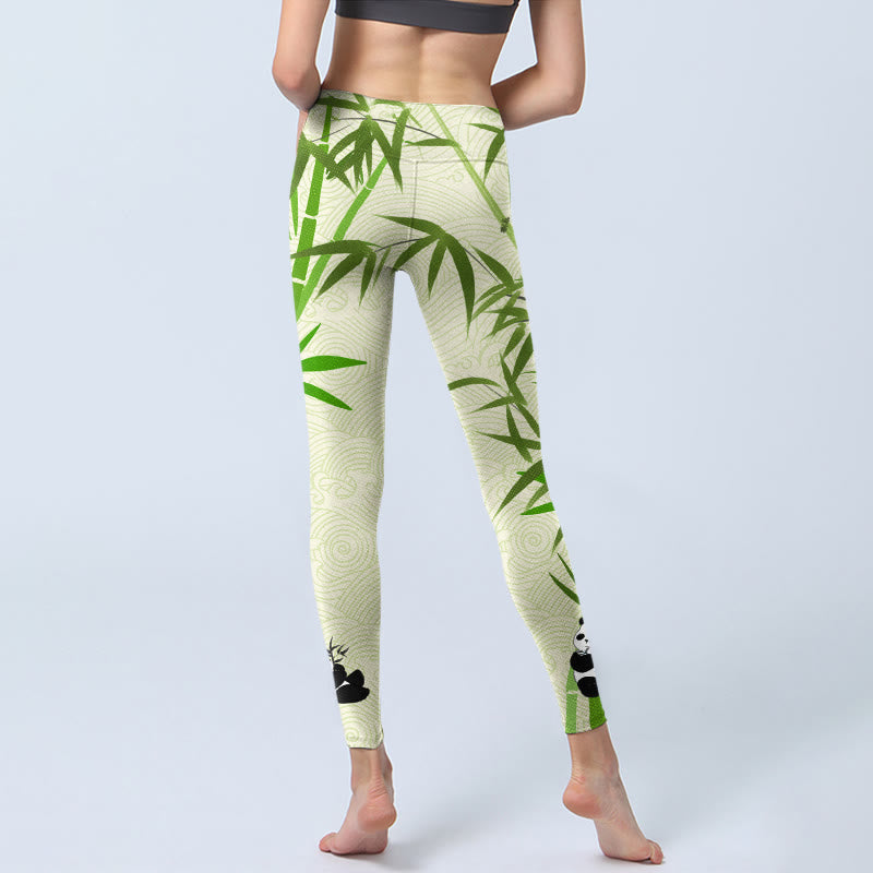 Buddha Stones, üppiger Bambus, Panda, glückverheißende Wolkenwellen, Druck, Gym-Leggings für Damen, Yoga-Hose - image 7