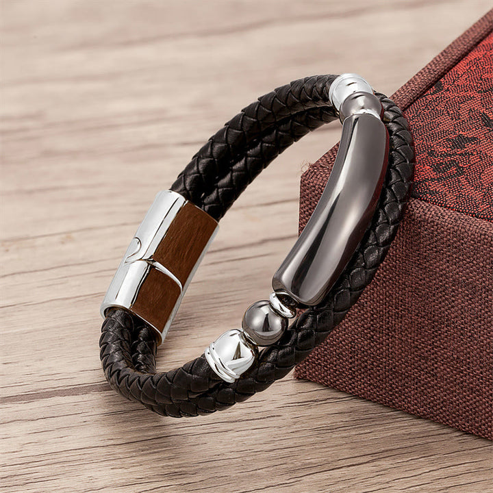Buddha Stones Grüner Aventurin Tigerauge Grüner Achat Schwarzer Onyx Hämatit Stein Glücksleder Armband mit Magnetschnalle - Silber - Hematit - 18-22 cm - image 18