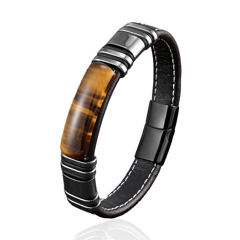 Buddha Stones Tigerauge-Stein Klares Denken Lederarmband mit Schnalle - image 6