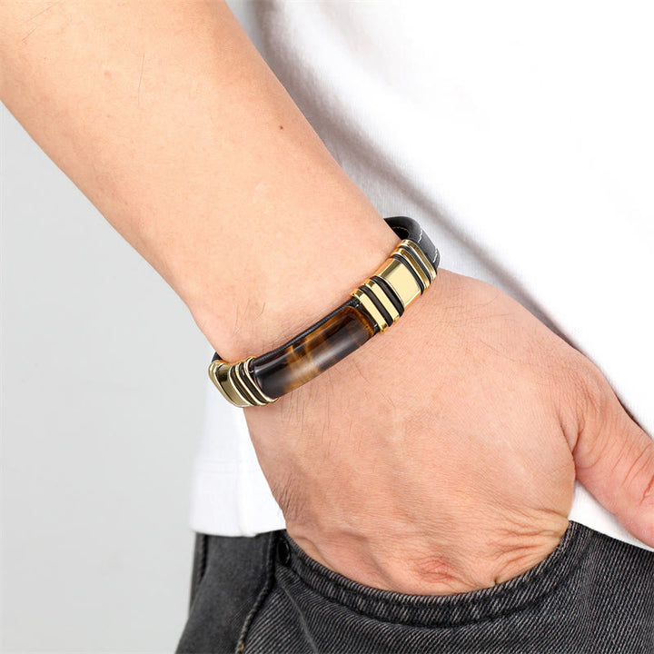 Buddha Stones Tigerauge-Stein Klares Denken Lederarmband mit Schnalle - image 4