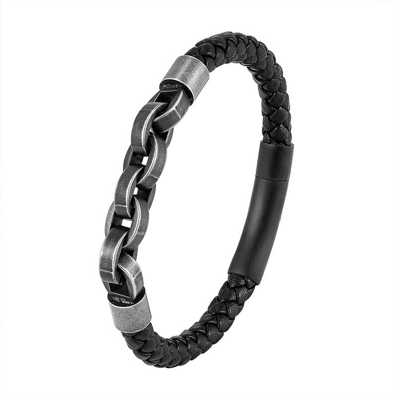 Armband mit geflochtener Schnalle aus Titanstahl und Kettendesign mit Buddha Stones und Leder - image 13