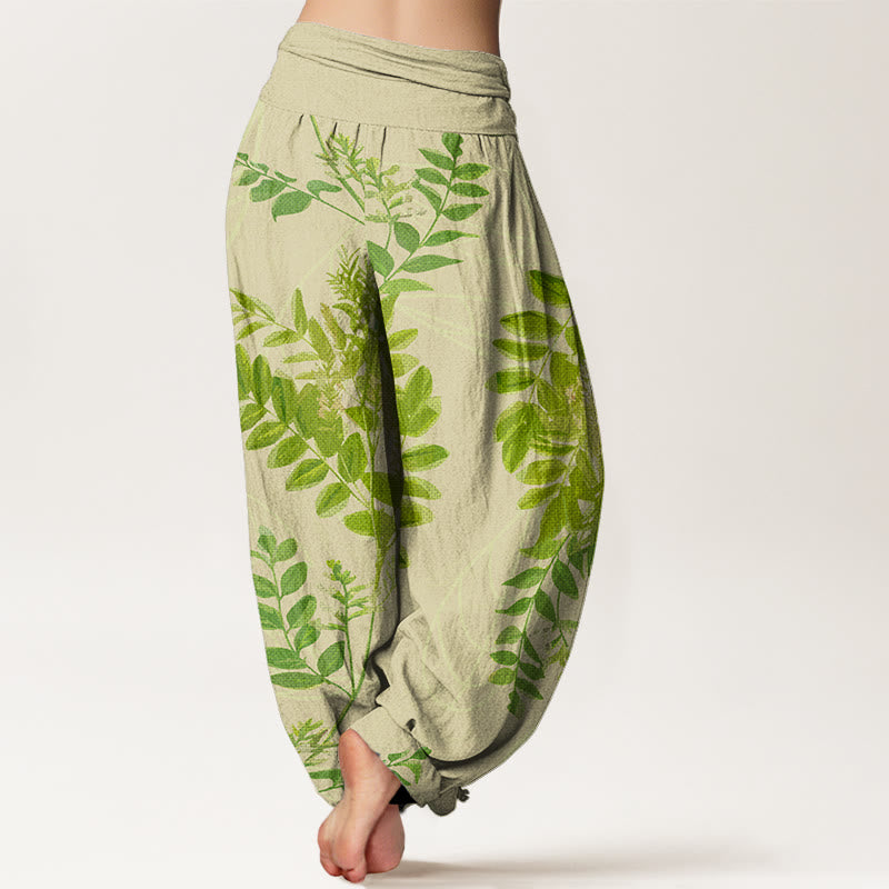 Buddha Stones, grüne Blätter, Zweige, Haremshose für Damen mit elastischer Taille - image 2