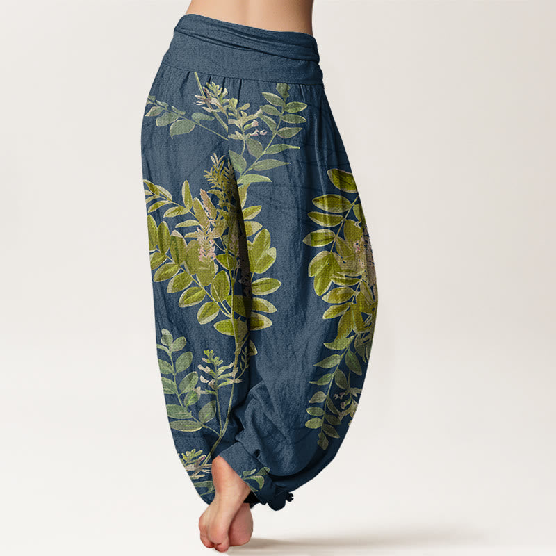 Buddha Stones, grüne Blätter, Zweige, Haremshose für Damen mit elastischer Taille - image 9