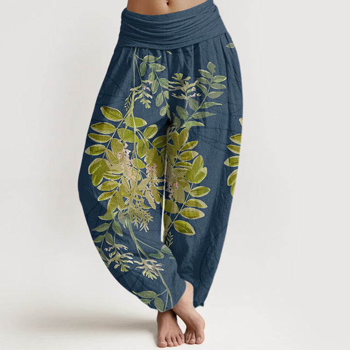 Buddha Stones, grüne Blätter, Zweige, Haremshose für Damen mit elastischer Taille - Mitternachtsblau - US22， UK/AU26，EU54 (6XL) - image 8