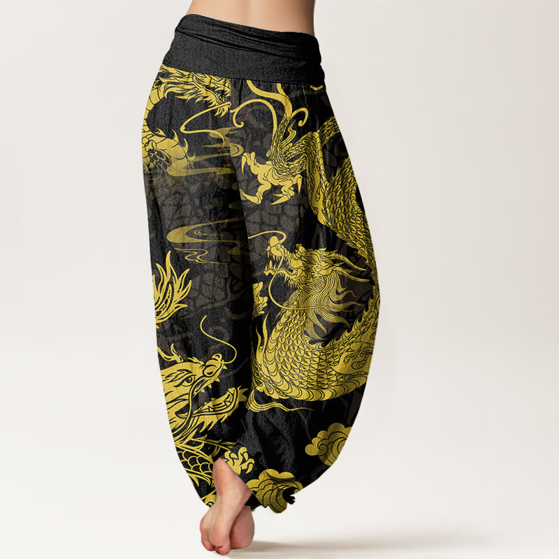 Buddha Stones Dragon Auspicious Clouds Damen Haremshose mit elastischer Taille - image 2