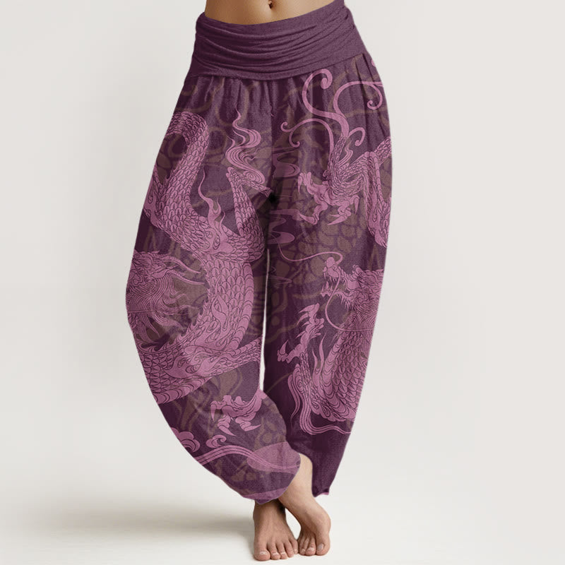 Buddha Stones, Baumwolle, Drache, Glückswolken, Damen-Haremshose mit elastischem Bund - Lila - US22, UK/AU26, EU54 (6XL) - image 7