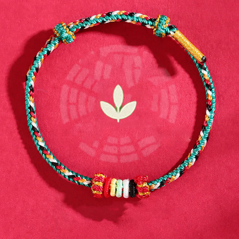 Buddha Stones Fünf Elemente Bunte Schnur Vollständigkeit Knoten Riffknoten Geflecht Glück Armband