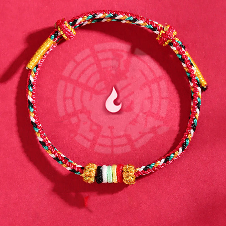 Buddha Stones Fünf Elemente Bunte Schnur Vollständigkeit Knoten Riffknoten Geflecht Glück Armband