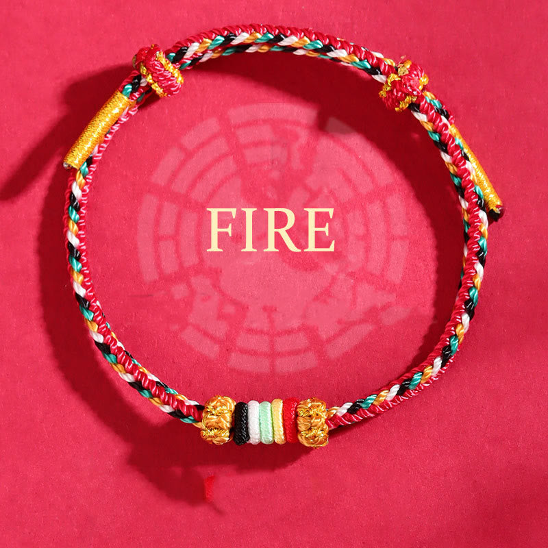 Buddha Stones Fünf Elemente Bunte Schnur Vollständigkeit Knoten Riffknoten Geflecht Glück Armband