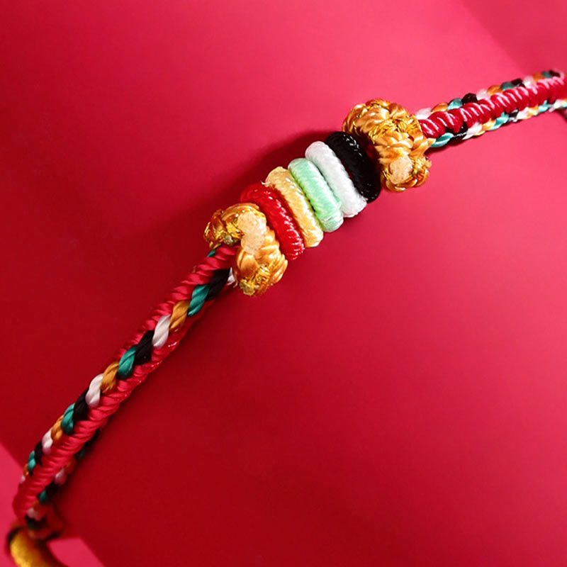 Buddha Stones Fünf Elemente Bunte Schnur Vollständigkeit Knoten Riffknoten Geflecht Glück Armband