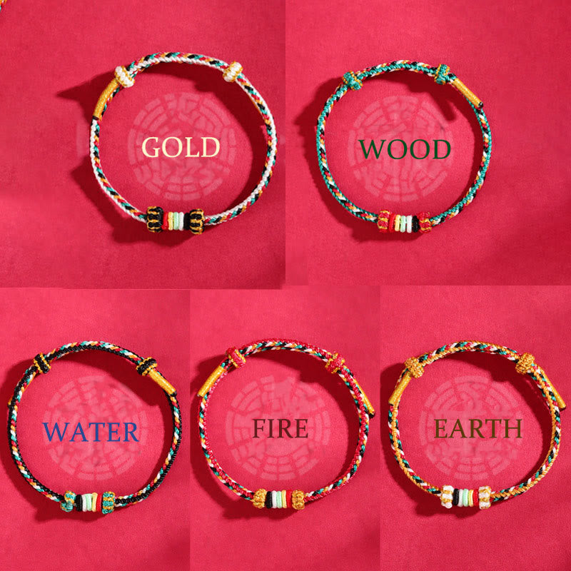 Buddha Stones Fünf Elemente Bunte Schnur Vollständigkeit Knoten Riffknoten Geflecht Glück Armband