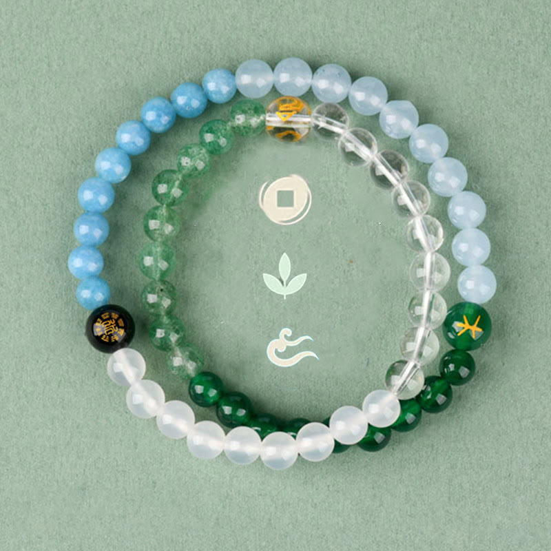 Buddha Stones ​​Fünf Elemente Verschiedene Kristalle Achat Erdbeerquarz Weisheitsarmband - image 1