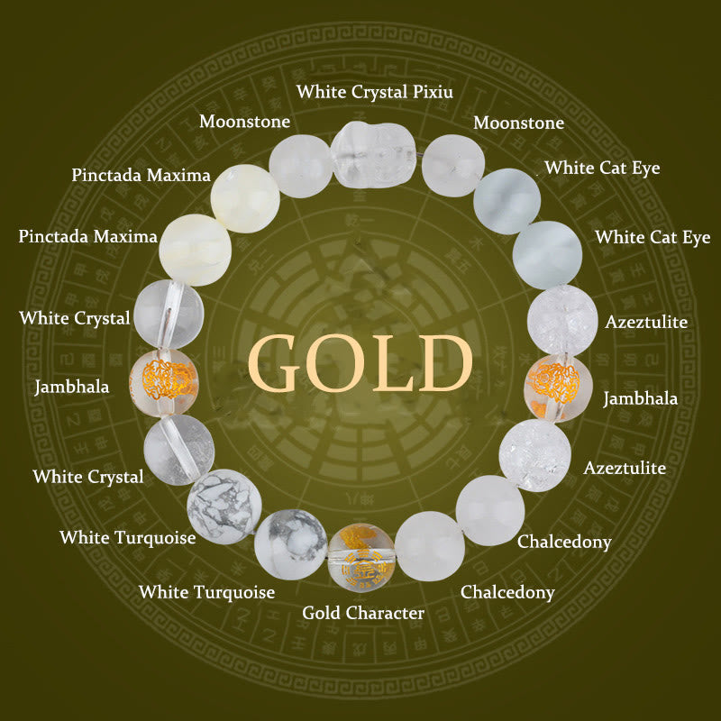 Buddha Stones ​​Fünf Elemente Verschiedene Kristall Achat Pixiu Reichtum Armband - Gold (Handgelenkumfang: 14-16 cm) - 12 mm - image 2