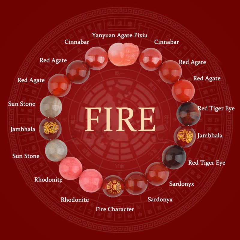 Buddha Stones ​​Fünf Elemente Verschiedene Kristall Achat Pixiu Reichtum Armband - Feuer (Handgelenkumfang: 14-16 cm) - 12 mm - image 21