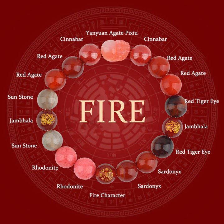 Buddha Stones ​​Fünf Elemente Verschiedene Kristall Achat Pixiu Reichtum Armband - Feuer (Handgelenkumfang: 14-16 cm) - 12 mm - image 21