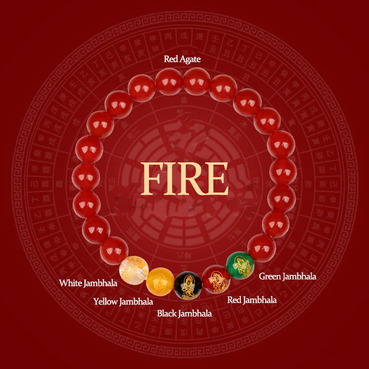 Buddha Stones ​​Fünf Elemente Verschiedene Achat Jambhala Glück Armband - Feuer (Handgelenkumfang: 14-16 cm) - image 13