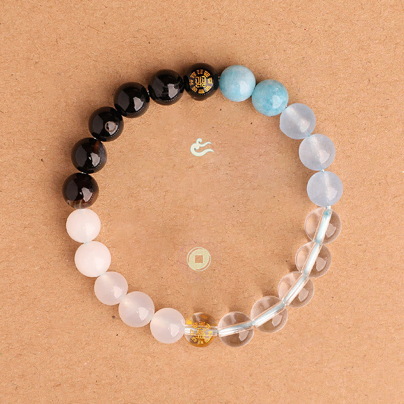 Buddha Stones Fünf Elemente, verschiedene Achatkristalle, schwarzer Onyx, grüner Chalcedon, Aquamarin – Weisheitsarmband - image 20