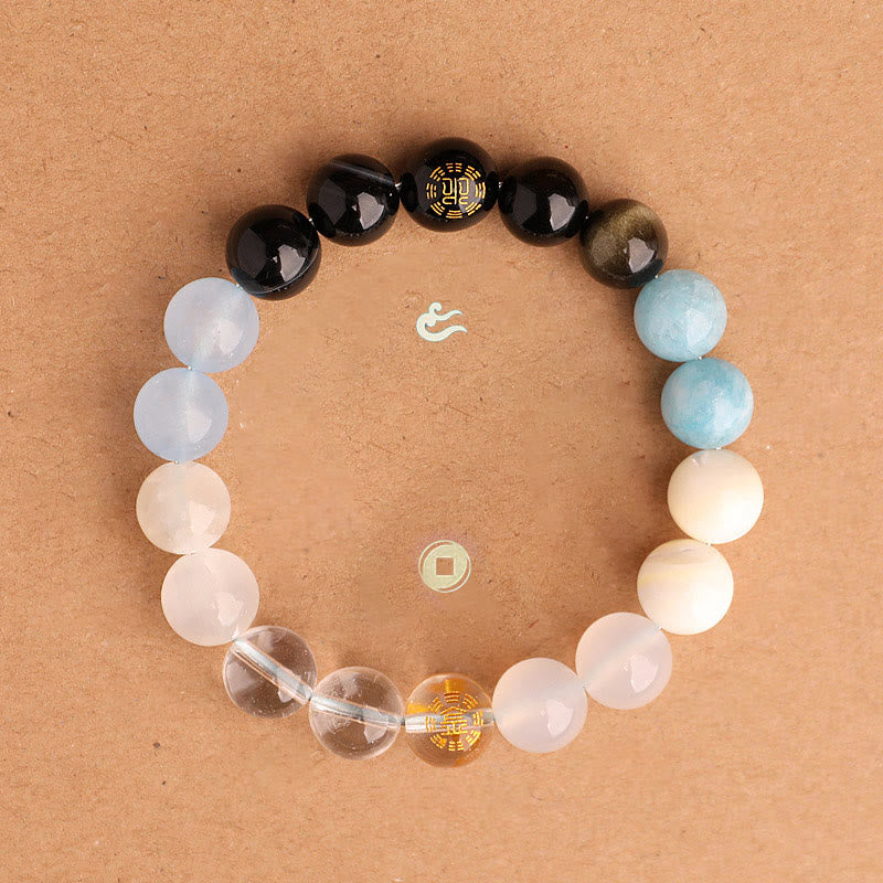 Buddha Stones Fünf Elemente, verschiedene Achatkristalle, schwarzer Onyx, grüner Chalcedon, Aquamarin – Weisheitsarmband - image 22
