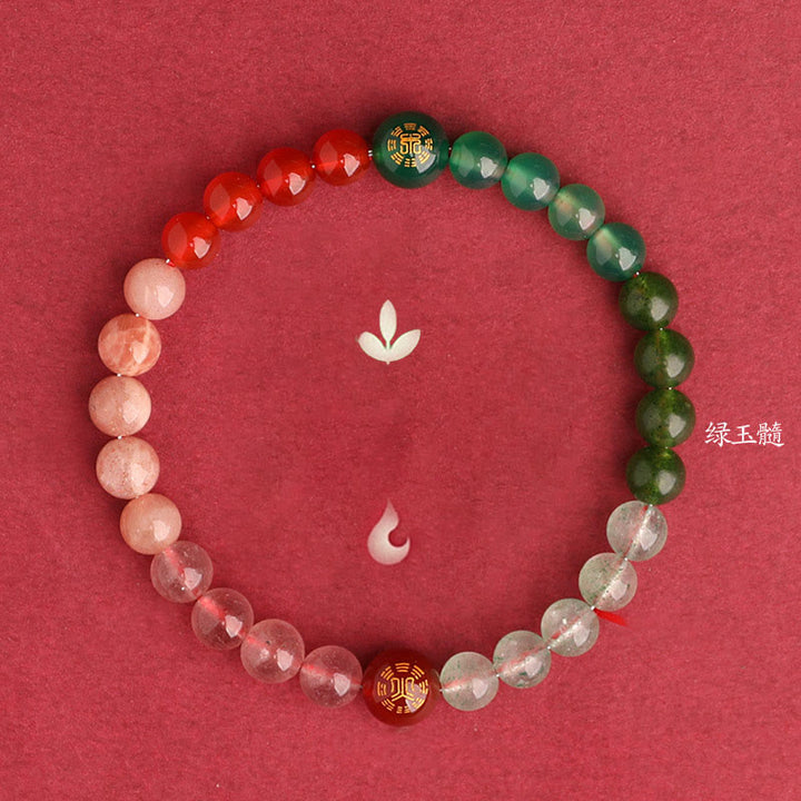 Buddha Stones Fünf Elemente, verschiedene Achatkristalle, schwarzer Onyx, grüner Chalcedon, Aquamarin – Weisheitsarmband - image 46