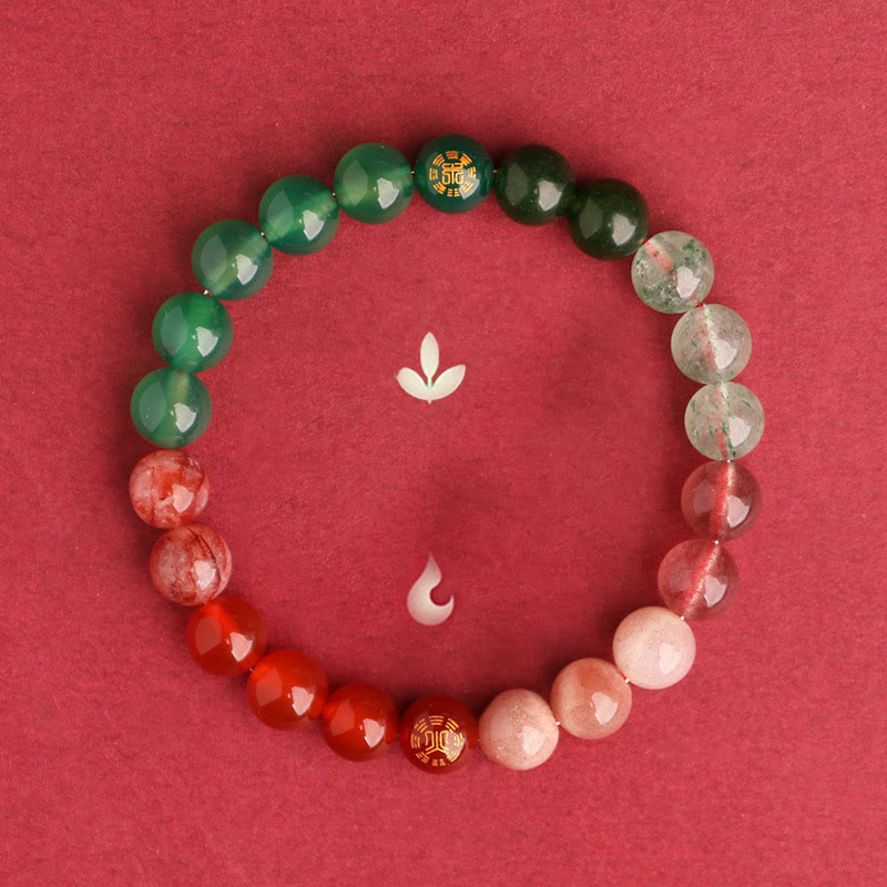 Buddha Stones Fünf Elemente, verschiedene Achatkristalle, schwarzer Onyx, grüner Chalcedon, Aquamarin – Weisheitsarmband - image 48