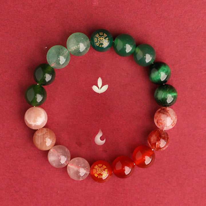 Buddha Stones Fünf Elemente, verschiedene Achatkristalle, schwarzer Onyx, grüner Chalcedon, Aquamarin – Weisheitsarmband - image 50