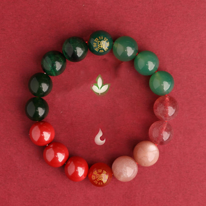 Buddha Stones Fünf Elemente, verschiedene Achatkristalle, schwarzer Onyx, grüner Chalcedon, Aquamarin – Weisheitsarmband - image 52