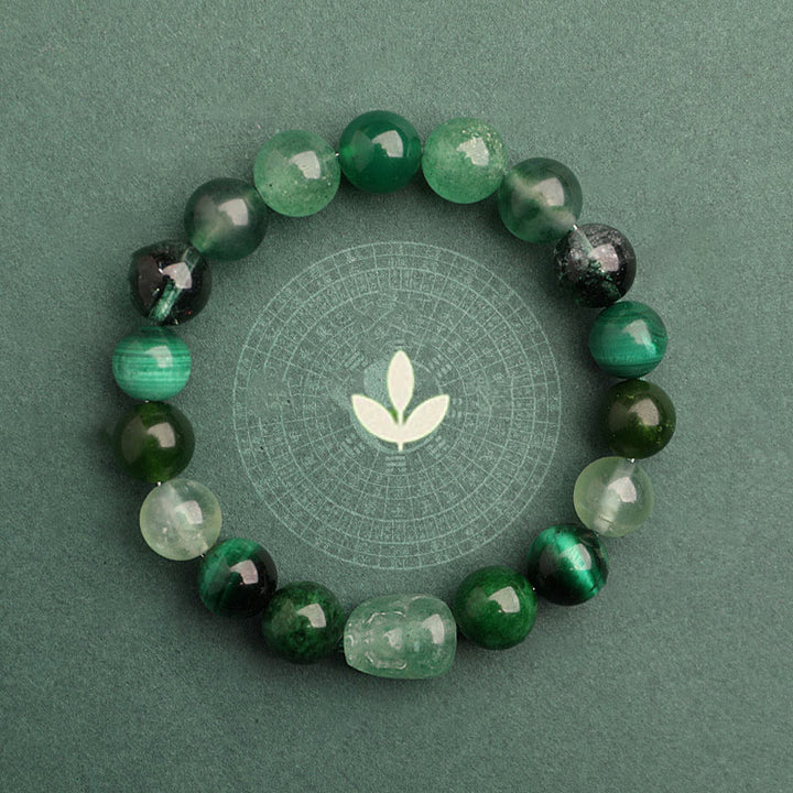 Buddha Stones Fünf Elemente Verschiedene Achatkristalle Grüner Erdbeerquarz Moosachat Grünes Phantom-Glücksarmband - image 3