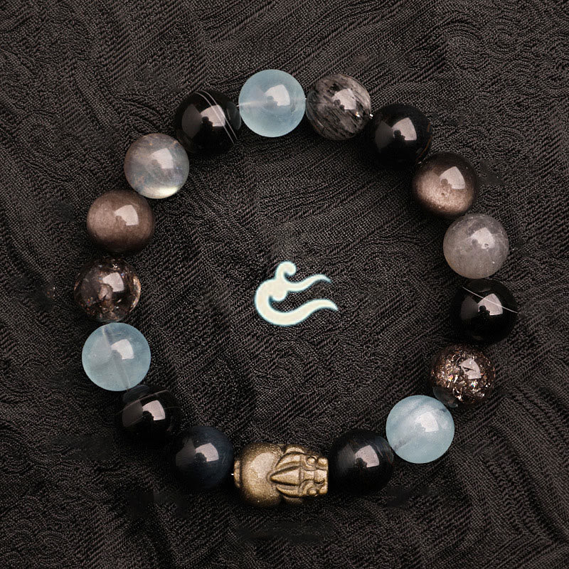 Buddha Stones Fünf Elemente Verschiedene Achatkristalle Grüner Erdbeerquarz Moosachat Grünes Phantom-Glücksarmband - image 22