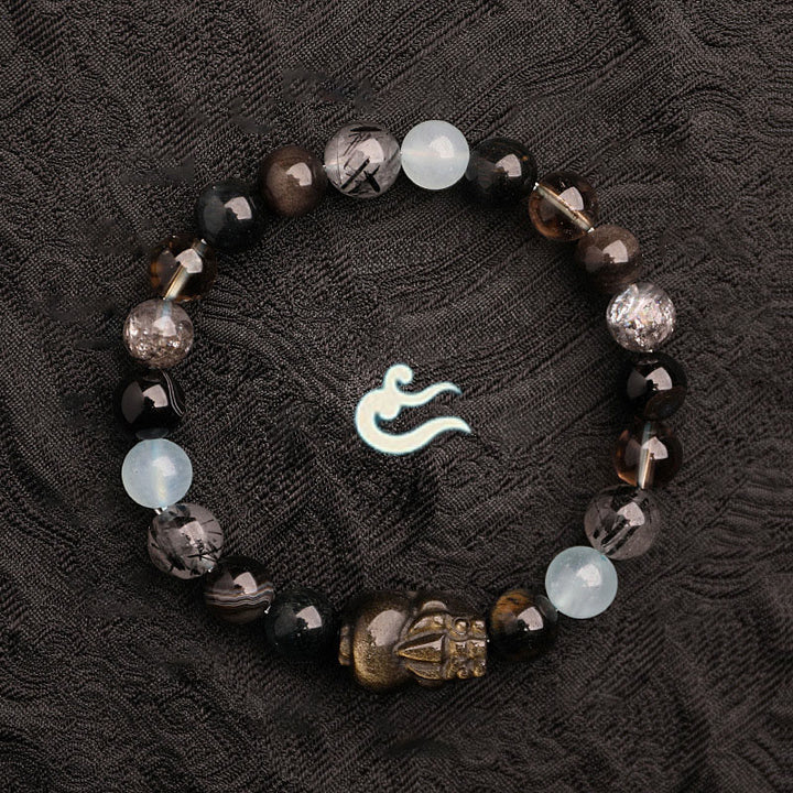Buddha Stones Fünf Elemente Verschiedene Achatkristalle Grüner Erdbeerquarz Moosachat Grünes Phantom-Glücksarmband - image 26