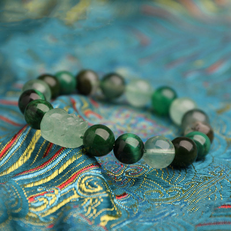 Buddha Stones Fünf Elemente Verschiedene Achatkristalle Grüner Erdbeerquarz Moosachat Grünes Phantom-Glücksarmband - image 13