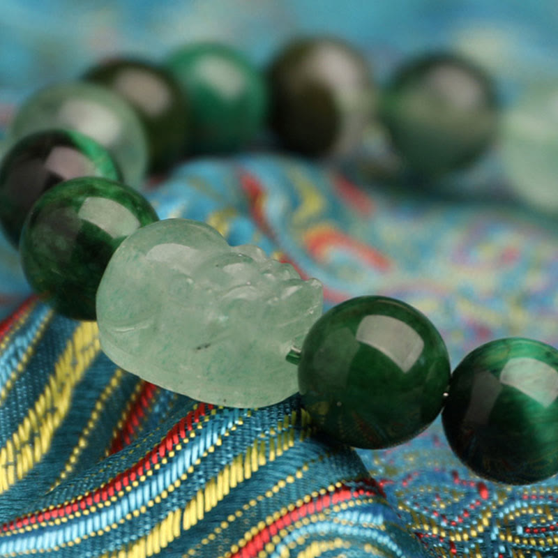 Buddha Stones Fünf Elemente Verschiedene Achatkristalle Grüner Erdbeerquarz Moosachat Grünes Phantom-Glücksarmband - image 14