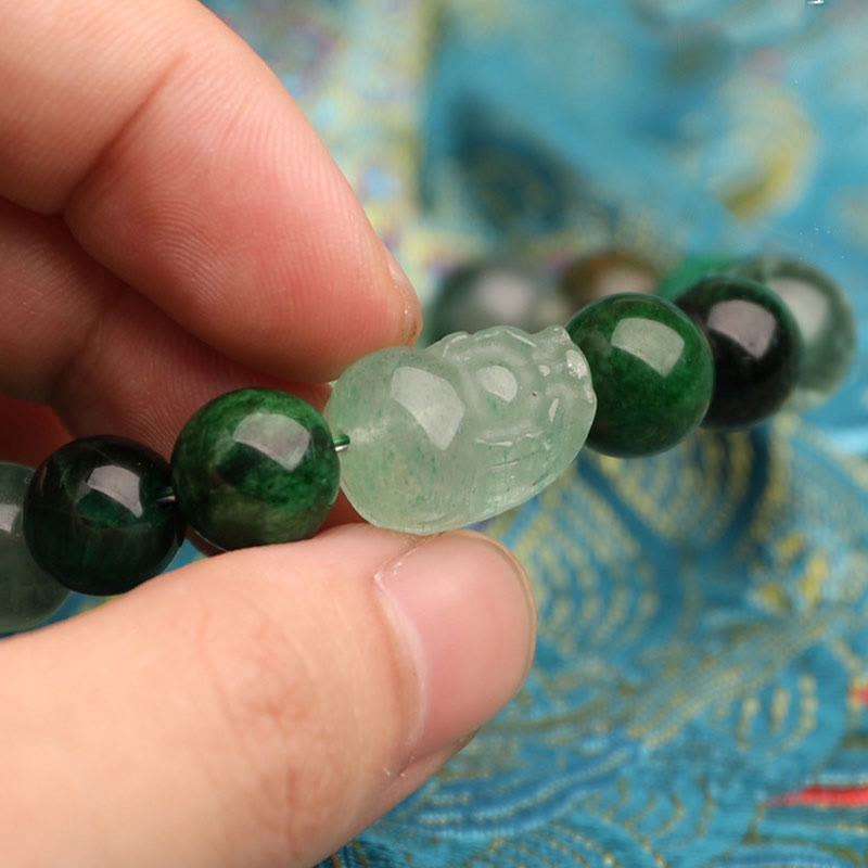 Buddha Stones Fünf Elemente Verschiedene Achatkristalle Grüner Erdbeerquarz Moosachat Grünes Phantom-Glücksarmband - image 17