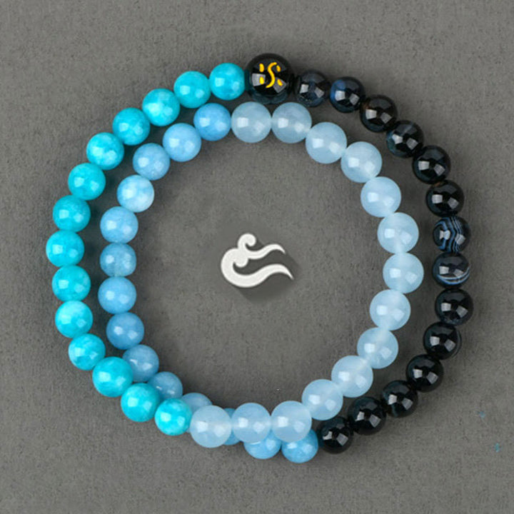 Buddha Stones Fünf Elemente Verschiedene Achat Kristall Chalcedon Weiß Kristall Weiß Achat Glück Armband